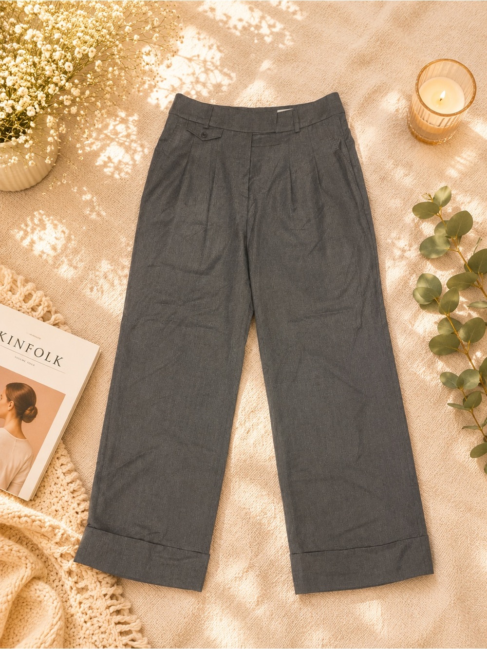 Brooks Brothers Wide-Leg Gray Dress Trousers